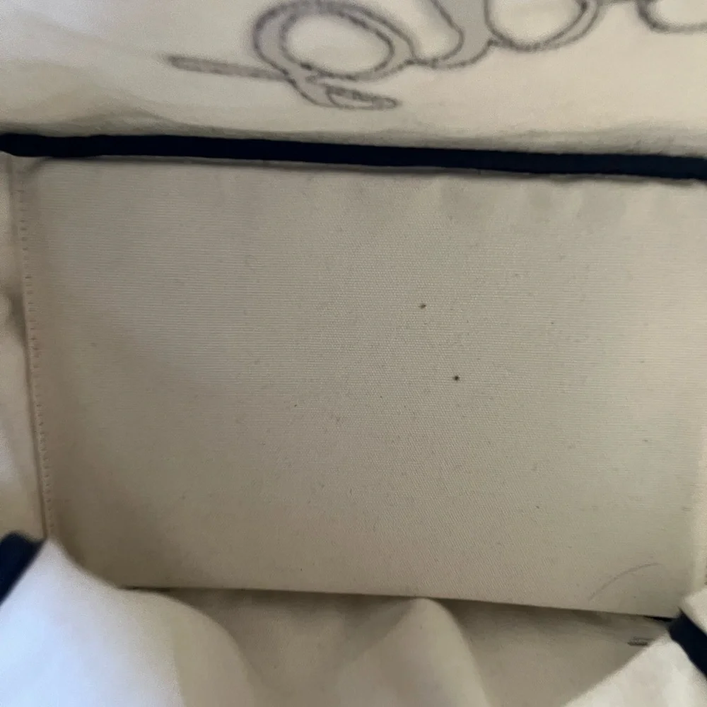 Anya Hindmarch London I AM NOT A PLASTIC BAG Cream and Navy Canvas Tote Bag - Picture 13 of 13
